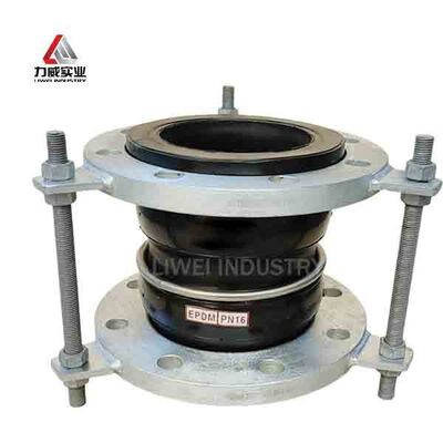 ইপিডিএম বডি উপাদান ডাবল গোলক নমনীয় রাবার জয়েন্ট ফ্ল্যাঞ্জযুক্ত শেষের সাথে ডিজাইন করা হয়েছে যা তরল পরিবহন সিস্টেমে সিলিং এবং নমনীয়তা নিশ্চিত করে