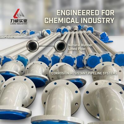 উচ্চ ক্ষয় প্রতিরোধের ক্ষয় প্রতিরোধী রাবার পাইপ আস্তরণের উপাদান অন্তর্ভুক্ত প্রাকৃতিক রাবার Neoprene EPDM Nitrile রাসায়নিক শিল্পের জন্য
